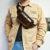 Genuine Leather Men's Fanny Pack Head Layer Cowhide Shoulder Crossbody Chest Bag Retro
