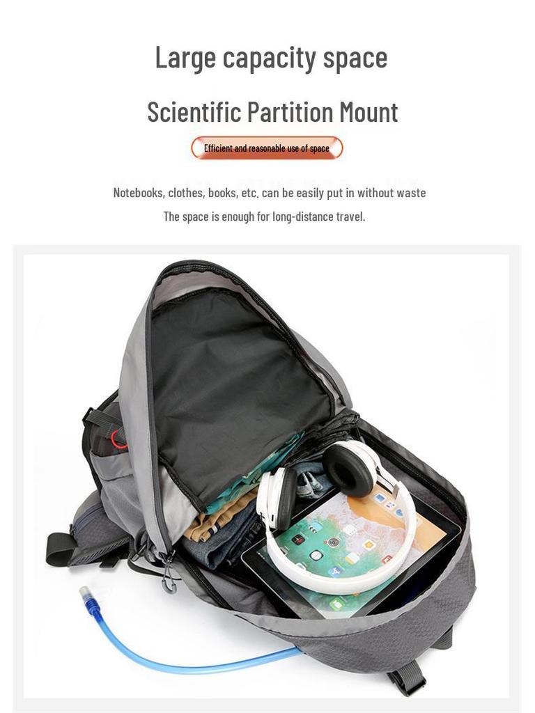 Men's Large Capacity Mountaineering Backpack with Steel Frame and Rain Cover for Outdoor Sports