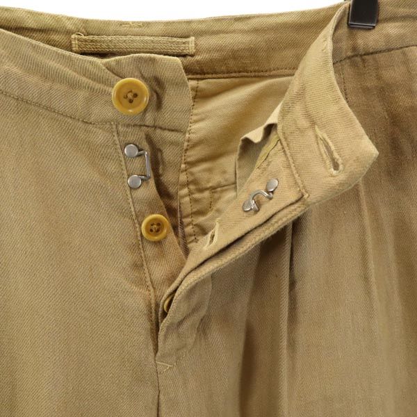 Nigel Cabourn Сделано в Японии Брюки из смесового льна 36 бежевый Застежка на пуговицах Мужские Б/у