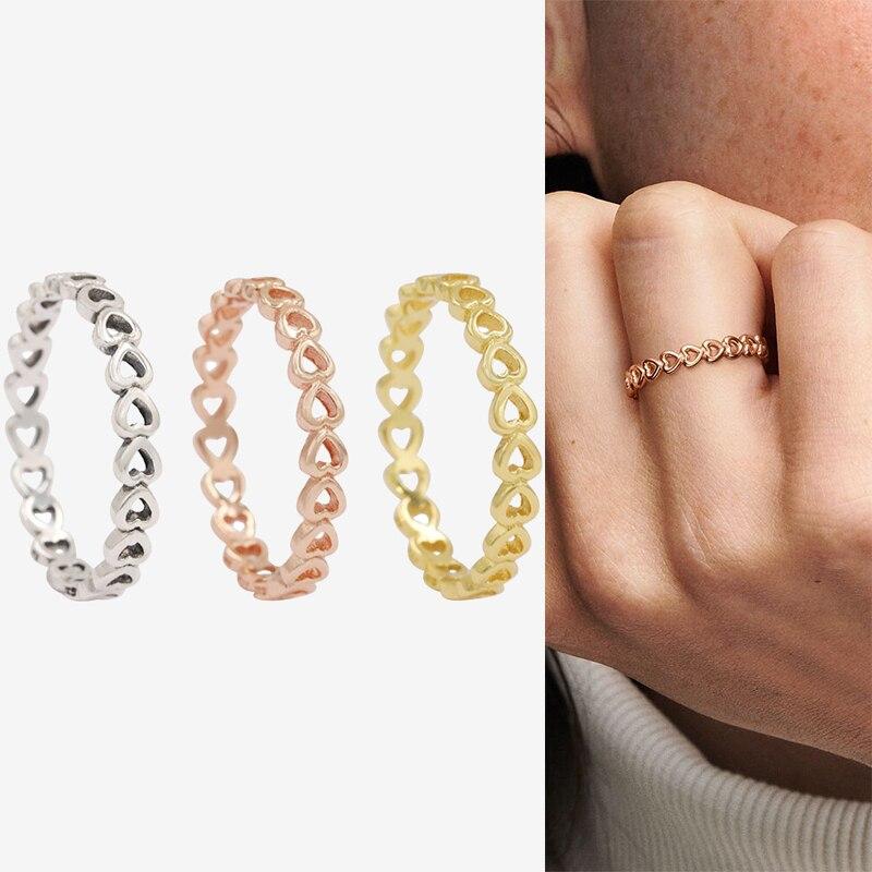 Кольцо из стерлингового серебра 925 пробы, романтическое трехцветное кольцо в форме сердца для женщин, свадебная вечеринка, модные украшения