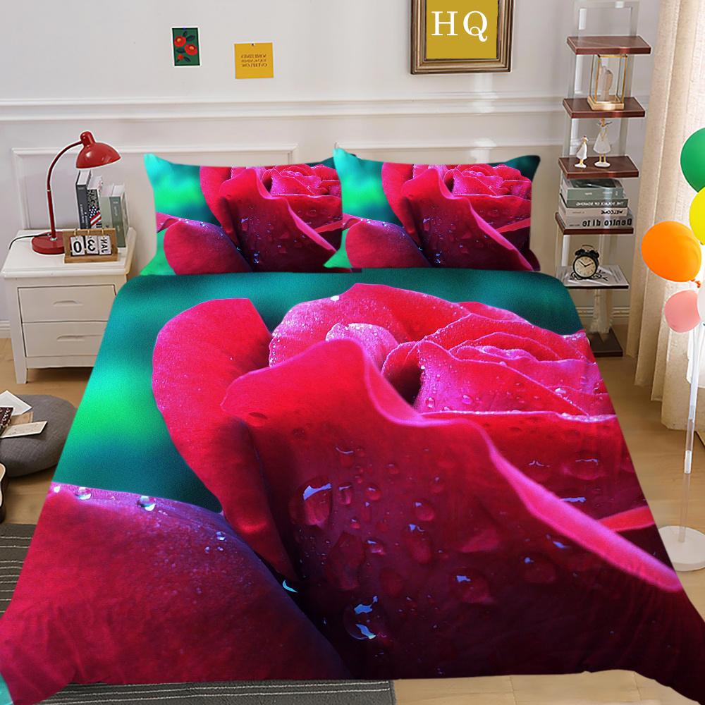 Комплект одеял с 3D принтом цветов, двойной размер, домашнее постельное белье из микрофибры, подростковая мода, высококачественный домашний текстиль