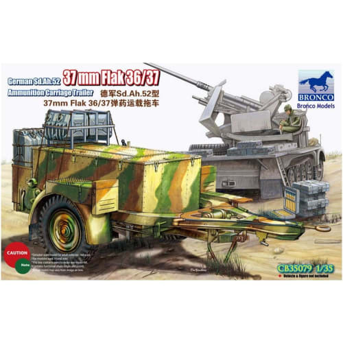 Bronco Model Масштаб 1/35 Немецкий прицеп для зенитных боеприпасов Sd.Ah.52 3,7 см Пластиковый набор модели CB35079