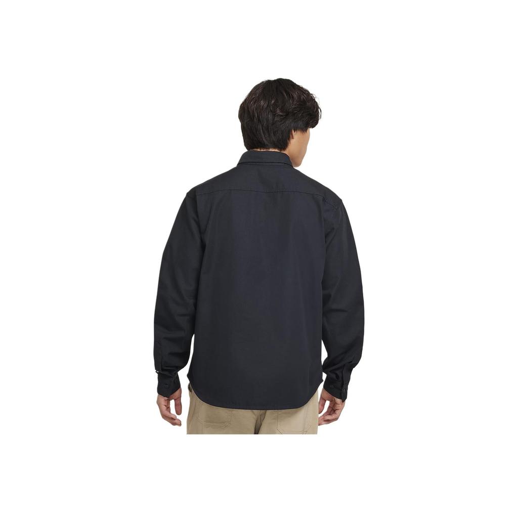 Nike SB Polo Style Solid Color Long Sleeve Multi Pocket Shirt Unisex Shirts Black White FV7346-010