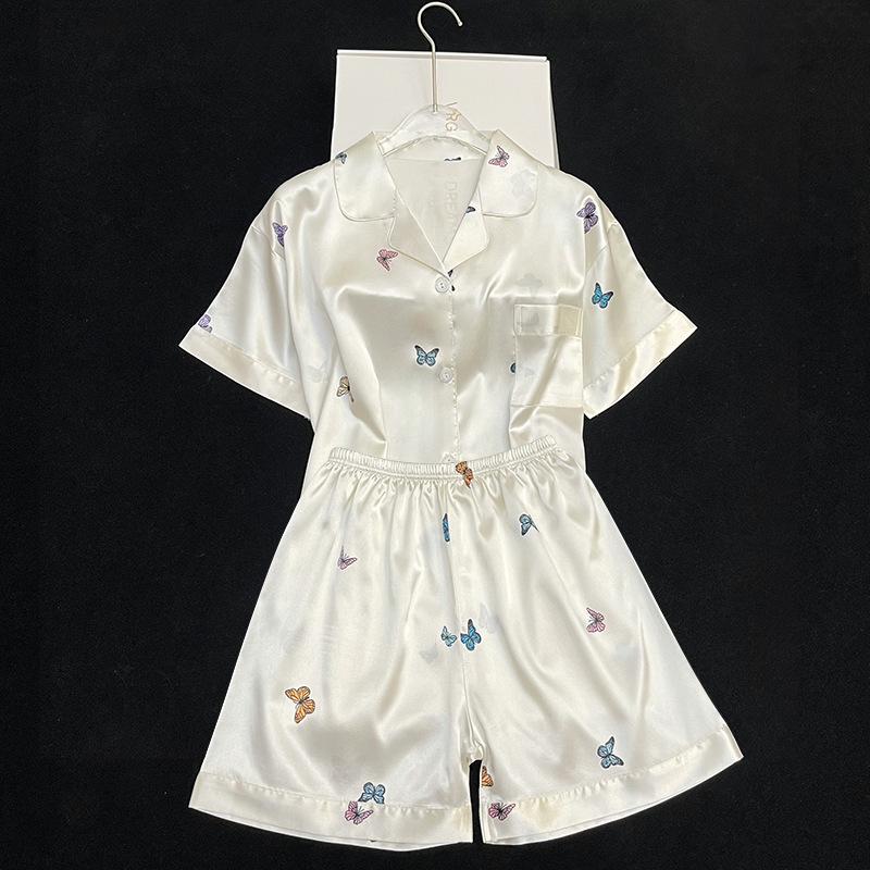 Летняя женская пижама Advanced Sense of Ice Silk, домашний костюм, женский весенний домашний костюм с короткими рукавами и принтом бабочек