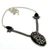 Black Onyx Black Spinel Gemstone 925 Silver Plated Jewelry Necklace 18"