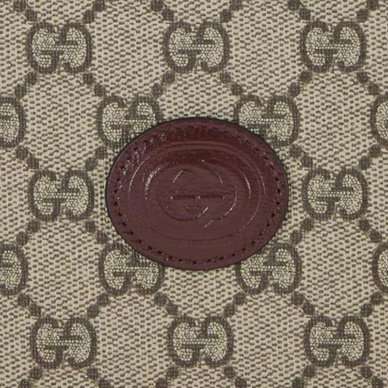 Gucci GG Ретро Холст с Кожаным Держателем для Карт, Кошелек, Держатель для Паспорта Мужской Бордовый и Коричневый 724562-92TCG-
