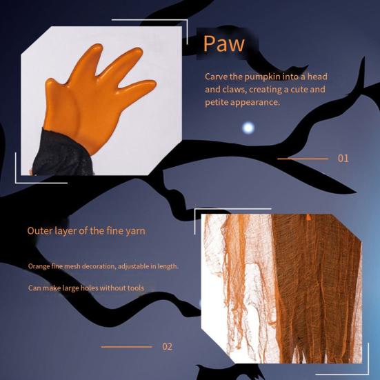 Halloween Hanging Pumpkin Ghost with Lighted Head Sound Rotating Motion Spooky Skeleton Props Outdoor Tree Porch Garden Party Decoration