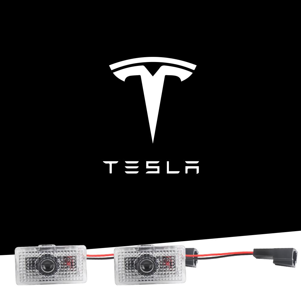 ZQEZ5 For Tesla Model Y 3 S X Car Door LED Logo Projector puddle lights HD Welcome Light 3D Laser Ghost Shadow Light Model 3