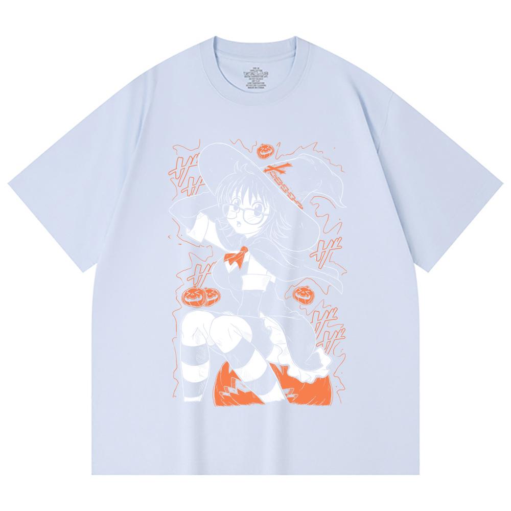 230 г/м² 100% хлопок HXH V11 Shizuku Хэллоуин Принт Унисекс Тяжелая хлопковая футболка