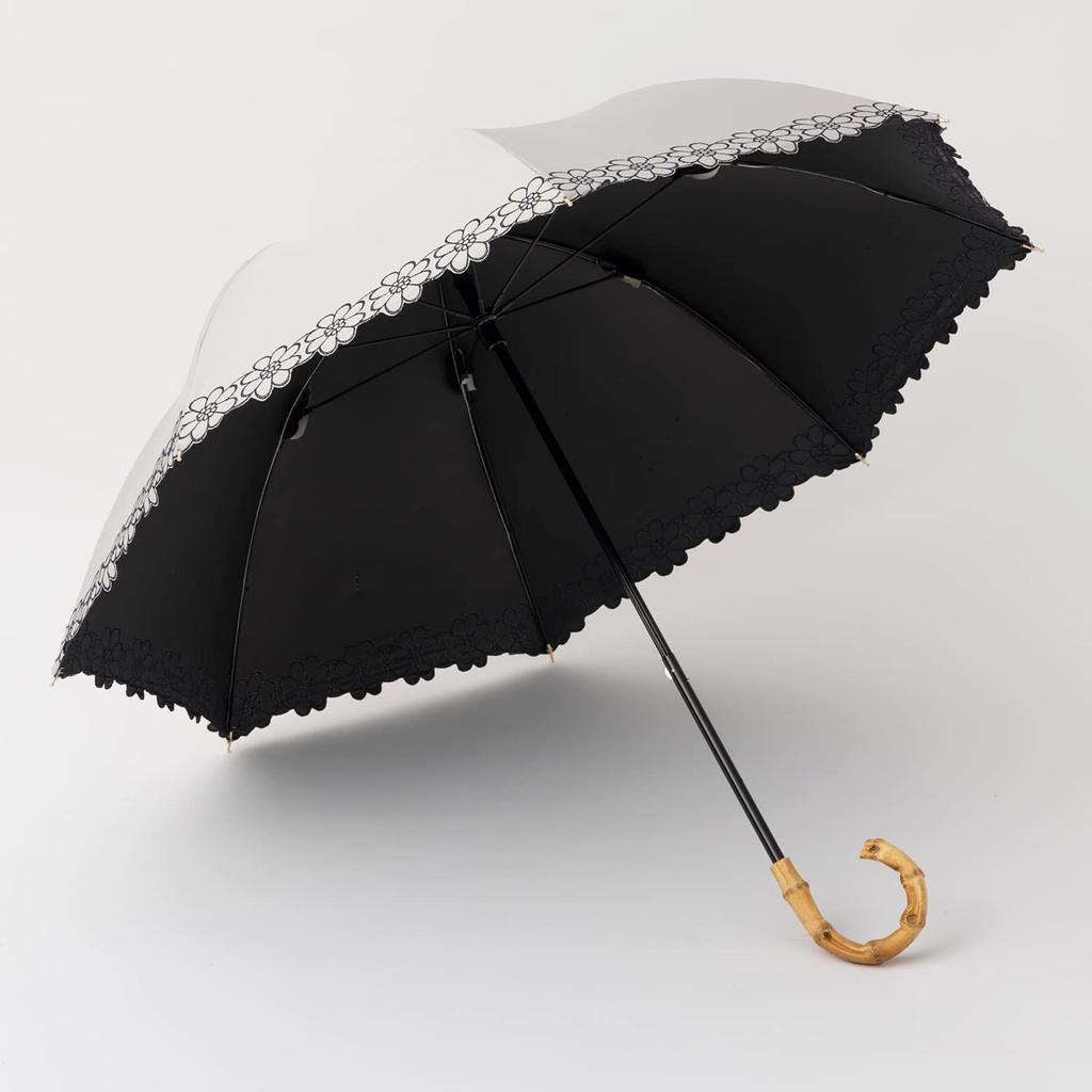 Компактный длинный зонт Cool Plus UV, блокирующий тепло и свет, с цветочным рисунком для солнца и 50см x 8 Блокировка света или более UV Класс 1 Светлый Короткий Вышивка,