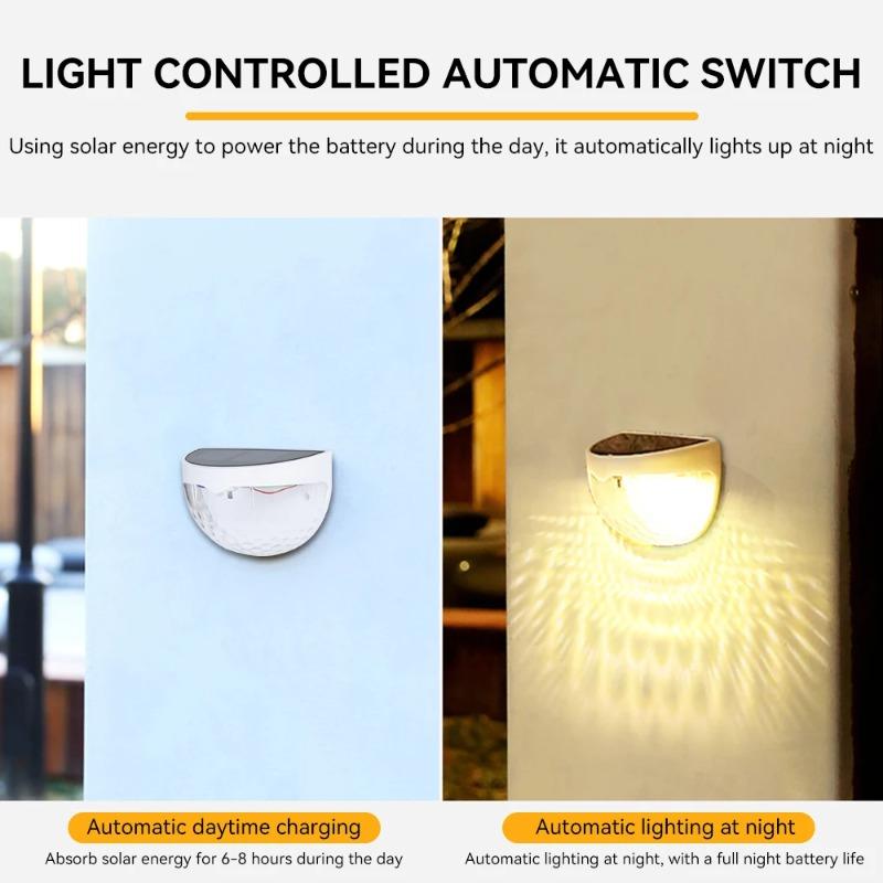 1/2/4 шт. Солнечный заборный светильник Наружное освещение Настенные светильники Садовый энергетический свет Праздничное украшение Светодиодный для сада Ступеньки Патио Лестницы