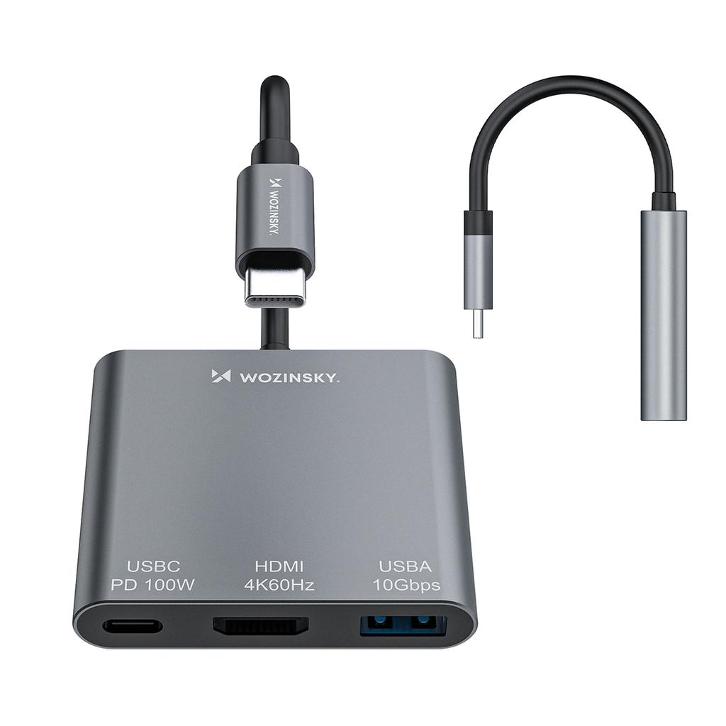 Хаб-разветвитель USB-C на USB-C USB-A HDMI PD 10 Гбит/с 4K - серый