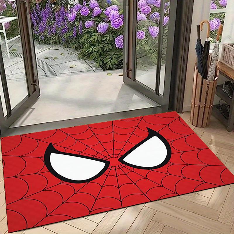 1pc Spider-Man Cartoon Carpet, 100% Polyester, Non-slip, Machine Washable, Waterproof, Outdoor Yard and Garden Decor, Home and Bedroom Decorative