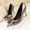 Elegant Metal Buckle Show Thin Women's Sandals Solid Patent Leather Pointed Toe Fashion Brand High Heels Women Shoes
