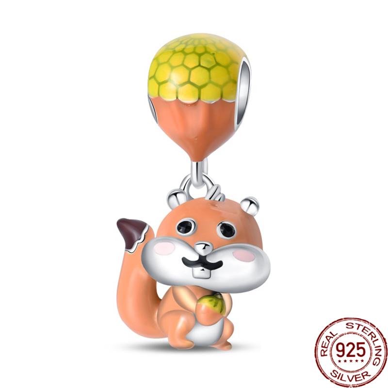 Copper Autumn Brown Music Squirrel Scarecrow Pumpkin Maple Leaves Charm Bead Women'S Bracelets Diy Jewelry Gift