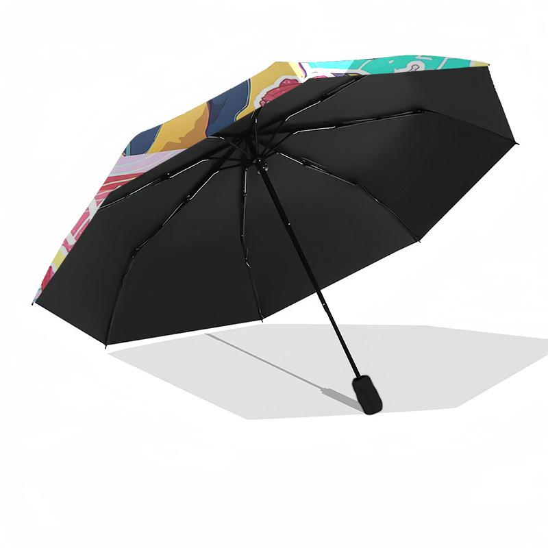 1pc Outdoor Umbrella with Anime Characters - Automatic Opening/Closing, Portable 3-Fold Design, 8-Rib Iron Frame, Perfect Gift for Fans, Traveler