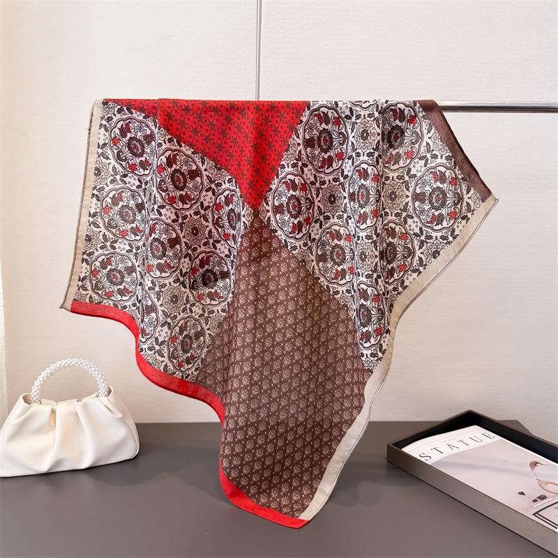 Горошек Стиль Елочка Узор Хлопок И Лен Маленький Квадратный Шарф Шелковый Шарф Имитация Бархата Головной Платок Шаль Шарф для Защиты от Солнца Женский Шарф