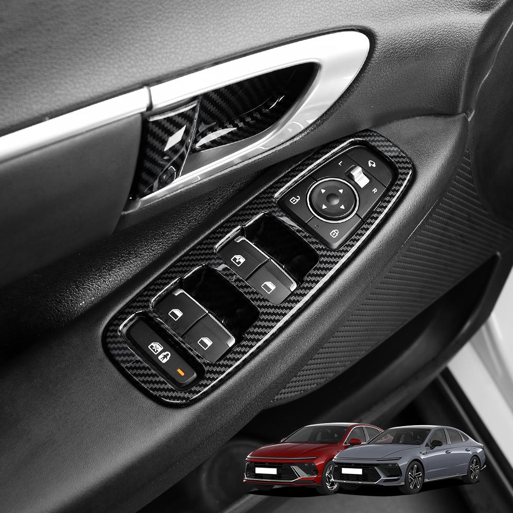 Для Hyundai Sonata 2025 2026 Автомобильный тюнинг Углеродное волокно ABS Подлокотник автомобиля Крышка кнопки стеклоподъемника Отделка панели двери Аксессуары LHD