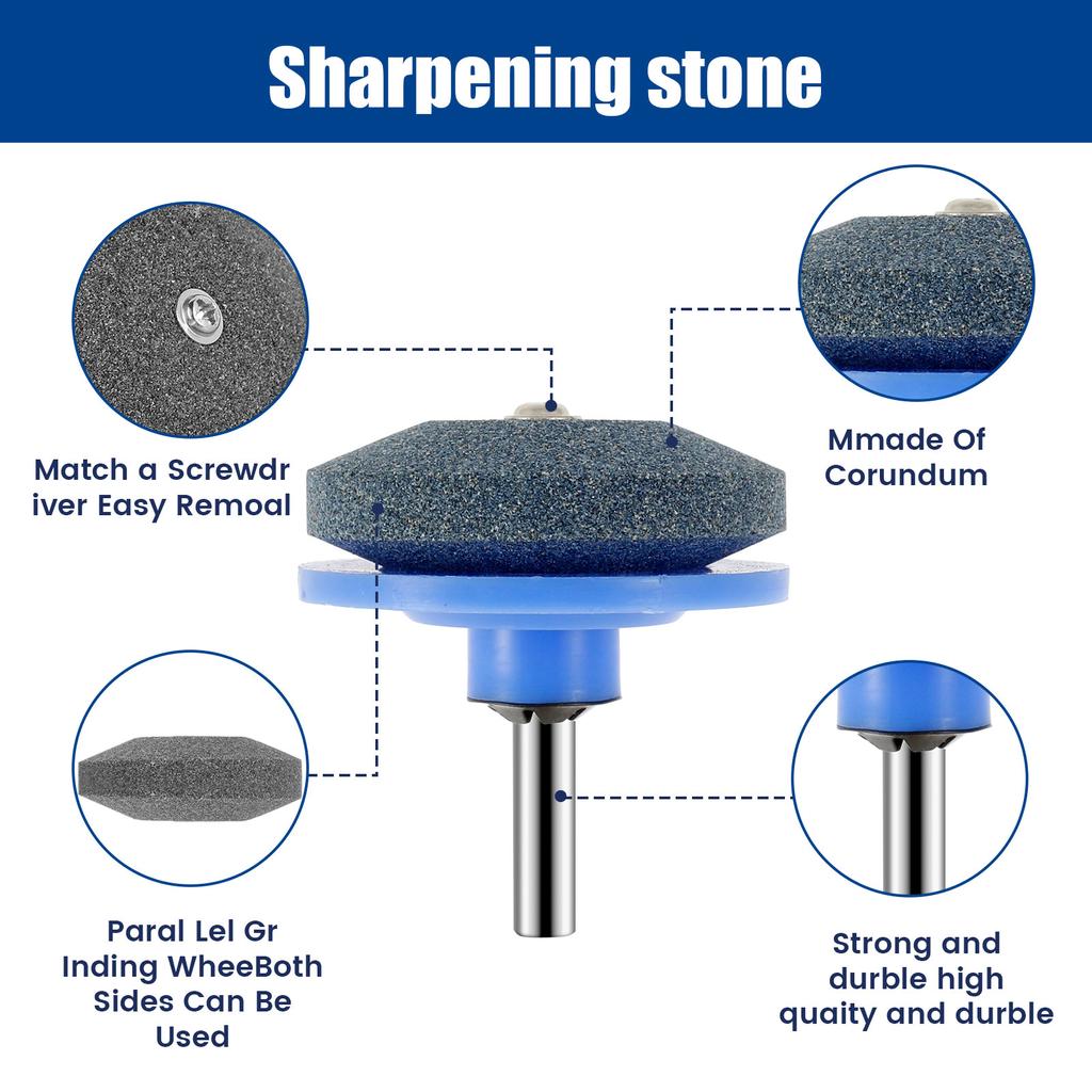 4PCS Corundum Lawn Mower Sharpener Reusable Grinding Drill Sharpener with Blade Balancer 1/4inch Shank Drill Driven