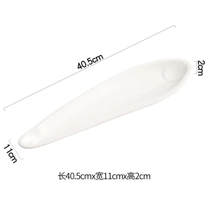 Белая Формованная Рыбная Тарелка Керамическая Осенний Нож Рыба Длинная Полосатая Тарелка Тарелка для Рыбы на Пару Суши-Блюдо Художественная Концепция Посуда