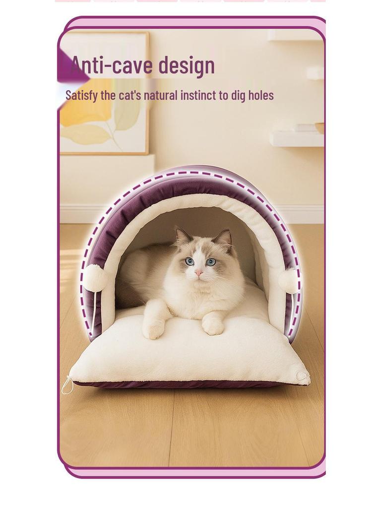 Cute Caterpillar Cat Bed Warm Sofa for Small Pets - Ideal for Autumn/Winter