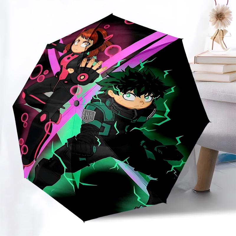 1 шт. Зонт My Hero Academia Даби и Мидория Изуку для улицы - Автоматическое открытие/закрытие, Портативная 3-складная конструкция с 8-реберным железным каркасом - Идеальный подарок д