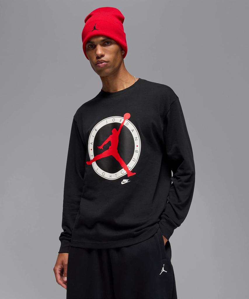 NIKE Jordan Flight Club Long Sleeve T-Shirt M - Black: University Red / If3010-010