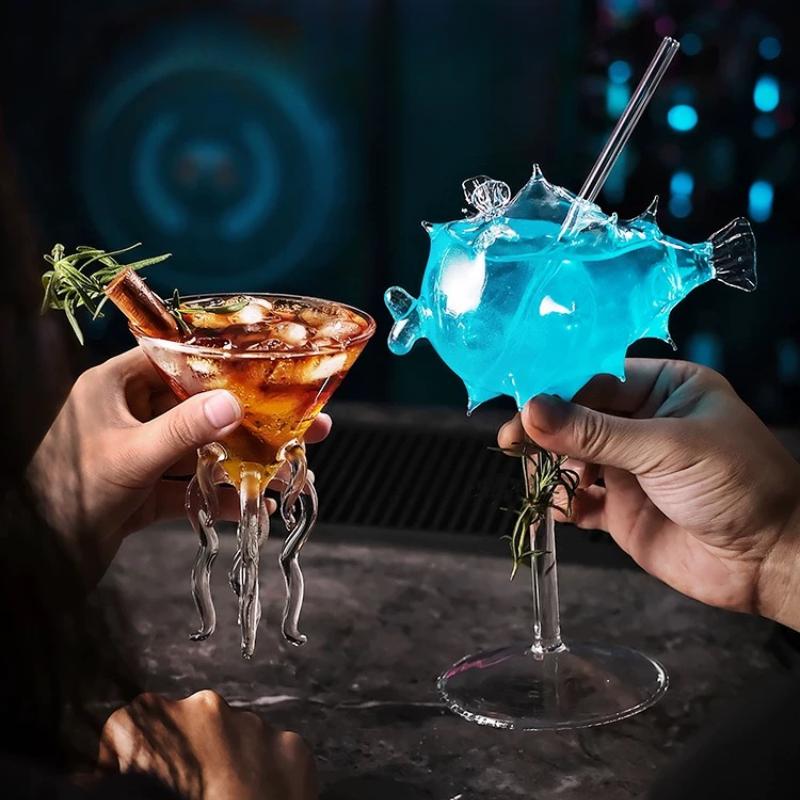 Креативный коктейль Персонализированный стакан Рыба-фугу Осьминог Высокий стакан Бар Лебедь Птица Бокал для вина Свадебная вечеринка Подарок на день рождения