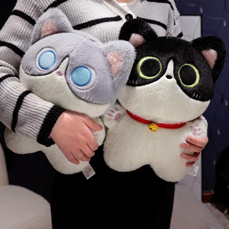 35 см Каваийная Плюшевая Игрушка Черный Кот с Большими Глазами, Кукла, Мягкое Набивное Животное, Подушка-Подушка Кот, Подарок на День Рождения для Детей, Декор для Дома