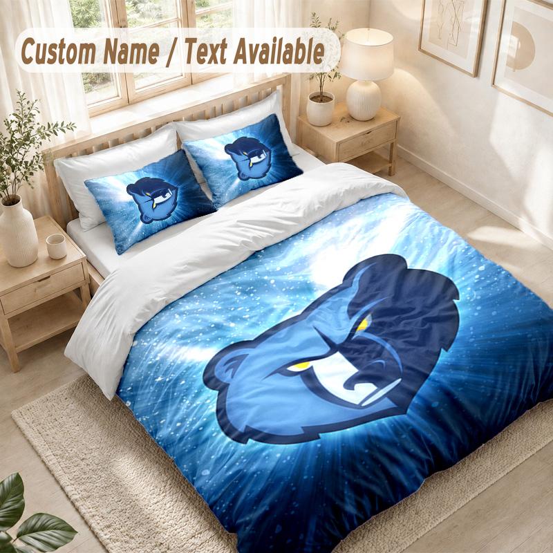 Memphis Grizzlies Bedding Set, 1 Duvet Cover & 2 Pillowcases Soft Comfortable Bedroom Home Textile Decor