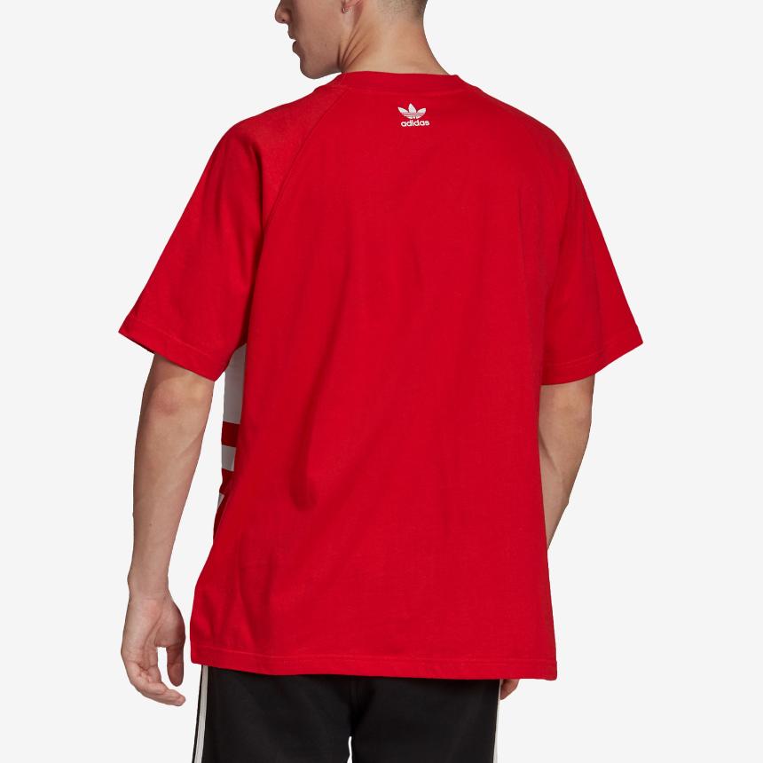 Adidas Оригинальная футболка Bg Trefoil с большим логотипом, свободная футболка с короткими рукавами, мужские топы, красные FM9906