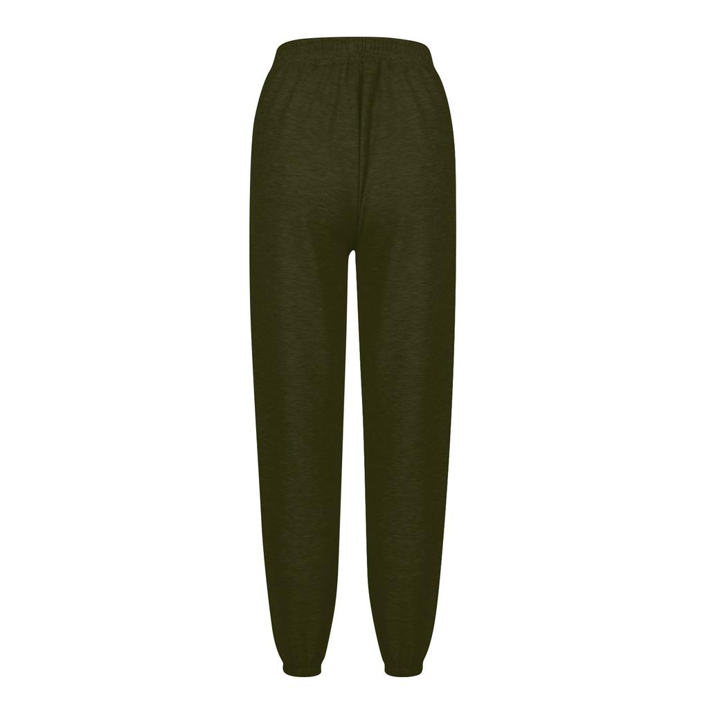 Women's Fashion Solid Colour Casual Drawstring Elastic Waist Drawstring Trousers