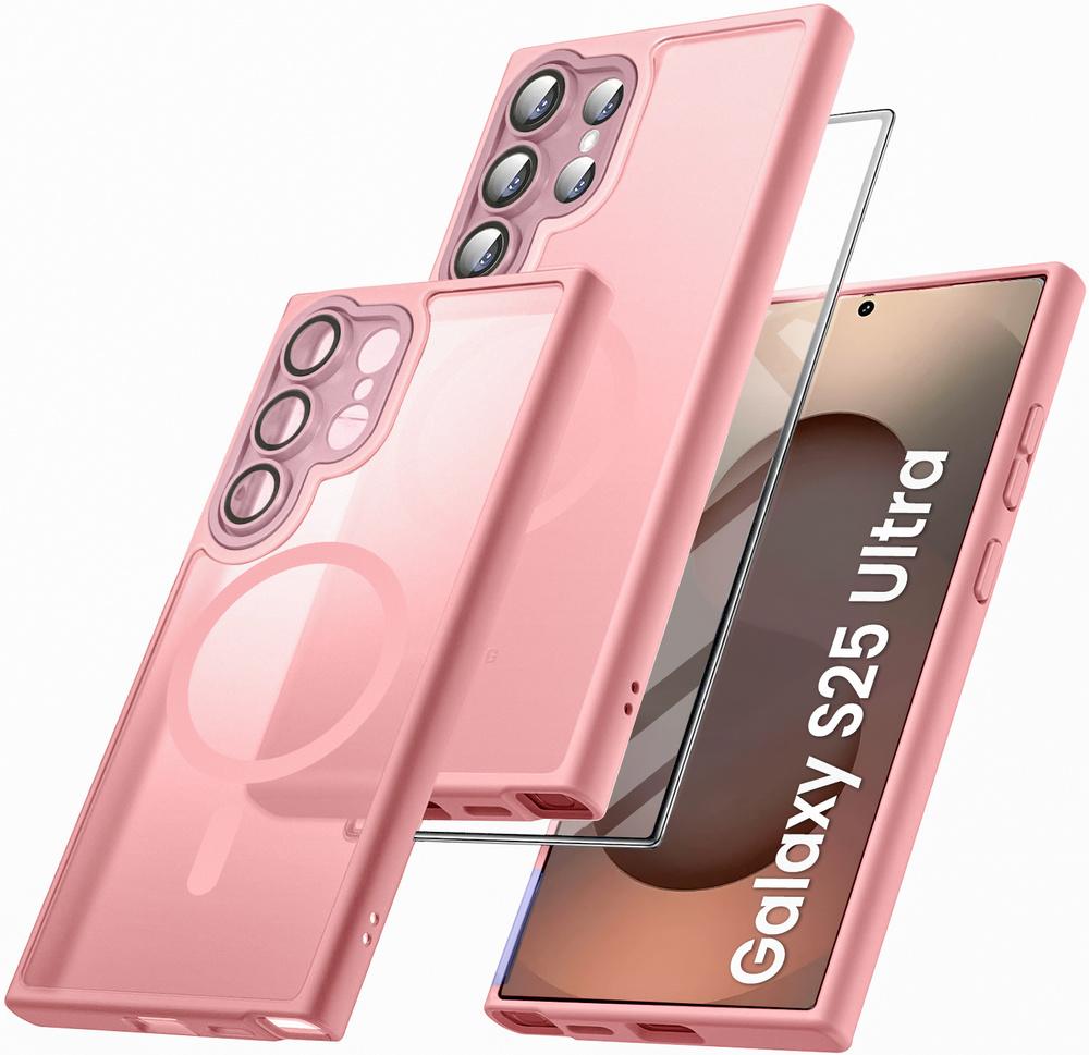 Samsung Galaxy S25 Ultra Case, for MagSafe, ERBORD Matt Case, Pink + Screen Protector