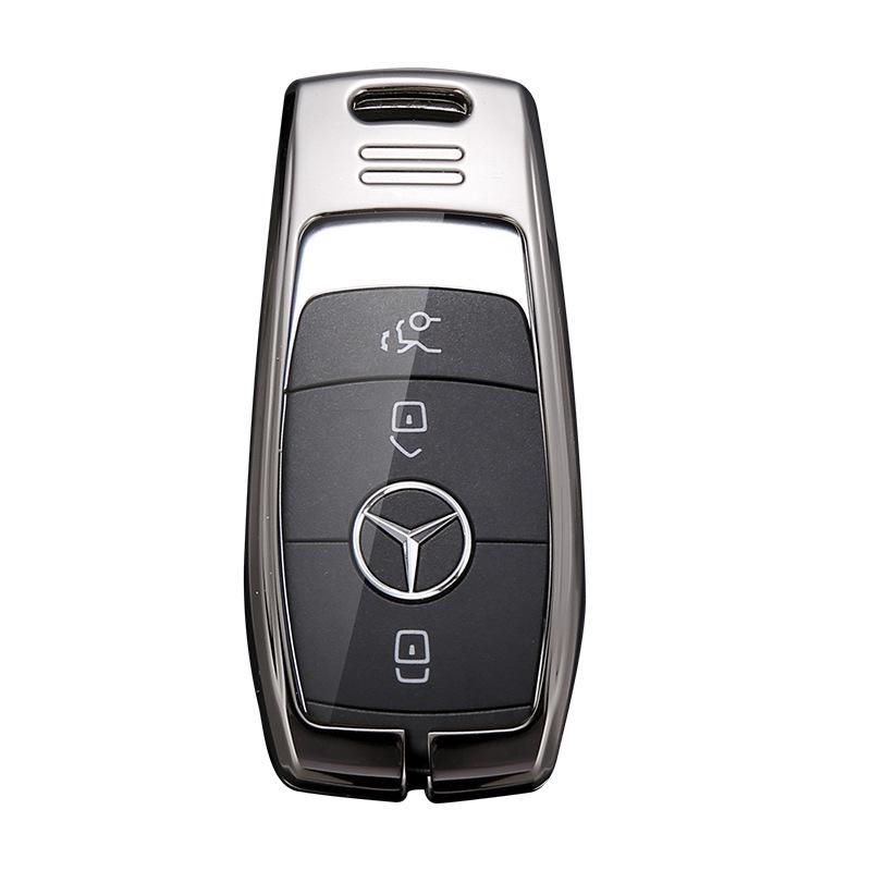 Чехол для ключа Mercedes-Benz E-класса: Кожаный чехол для E300, E260L, C260, GLC300, GLE с S-образной застежкой