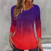Round Neck 3D Printed Colorful Gradient Top Fashionable Casual Long Sleeved Women's T-shirts