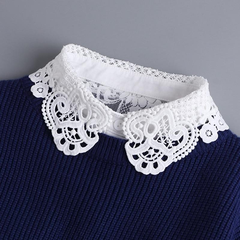 Hollow Lace Chiffon Doll Cotton Fake Collar Blouse Sweater Detachable Shirt Collar False Collar Lapel Women Top Collars Decor