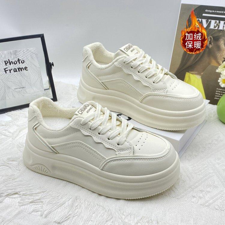 Оригинальные осенне-зимние толстоподошвенные ультралегкие 2025 весенне-летние повседневные спортивные туфли-маффины женские универсальные новые на шнуровке маленькие белые