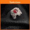 Trendy Dark Aesthetic Ruby Lava Open Ring For Women Ideal For Fashionable Style
