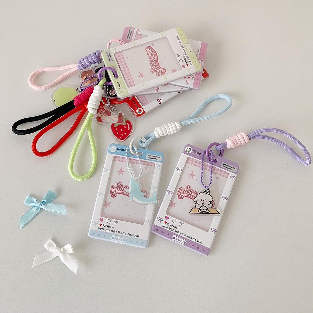 3 Inch Photocard Holder Lightweight Sliding Cover Card Sleeve Cartoon Acrylic Card Holder Colorful Cute Animal Keychain For Gift