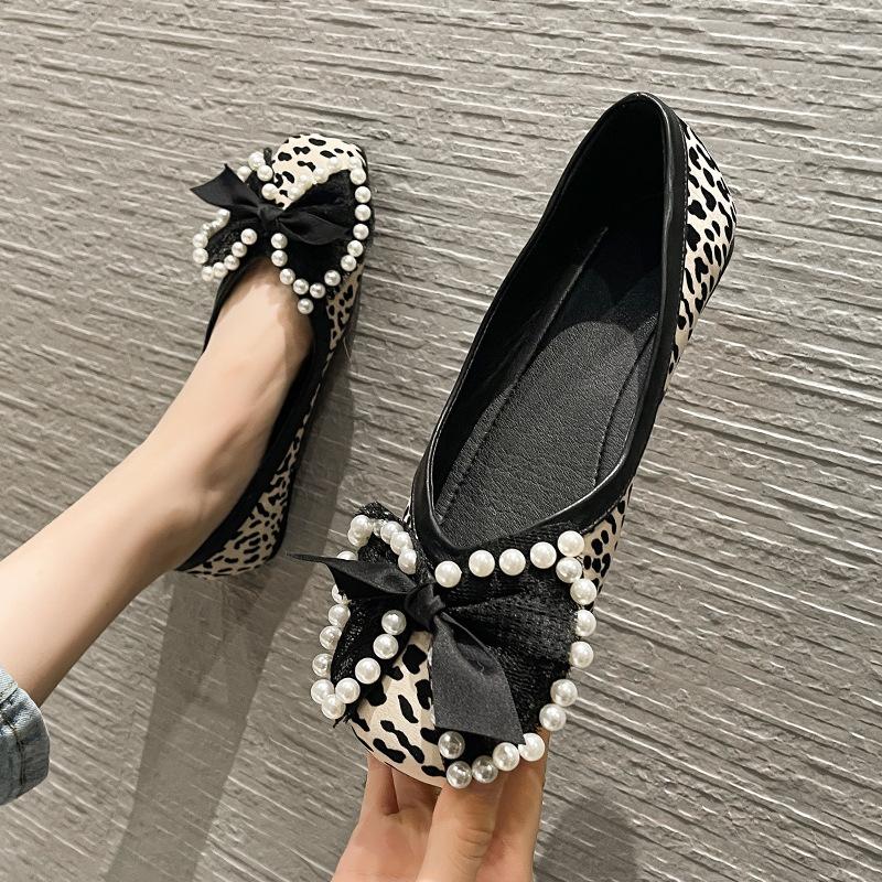 2024 Spring Summer Shoes Women Flats Elegant Ladies Leopard Shoes Fashion Brand Woman Boat Shoes Flat Plus Size 42 A4376