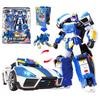 New Metal Cardbot Transforming Car To Robot Action Figures BLUE COP S with Card Transformation Robot Model Toys for Child Gift
