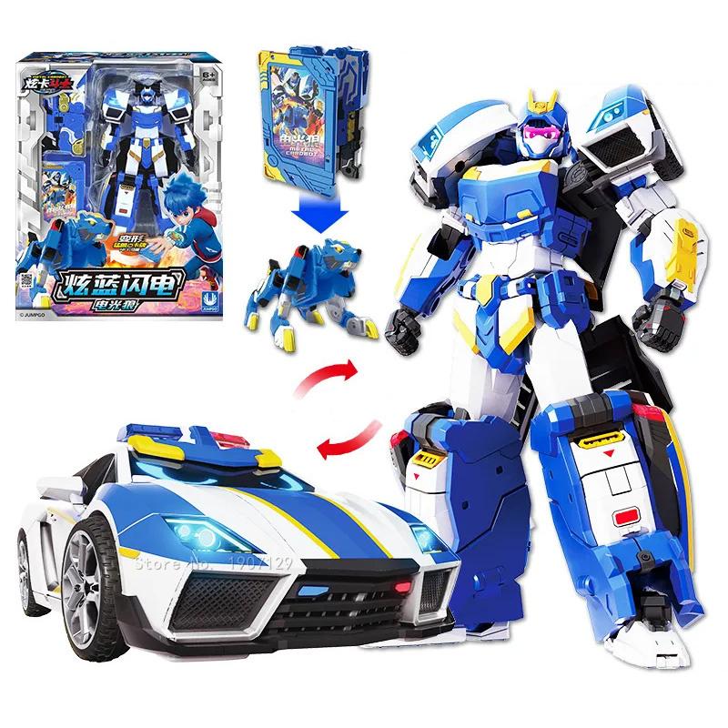New Metal Cardbot Transforming Car To Robot Action Figures BLUE COP S with Card Transformation Robot Model Toys for Child Gift