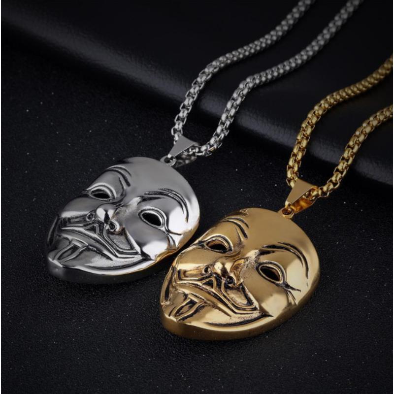 Featuring a Vengeful Killing Team Necklace and a Domineering High-end Couple Face Pendant Made of Titanium Steel