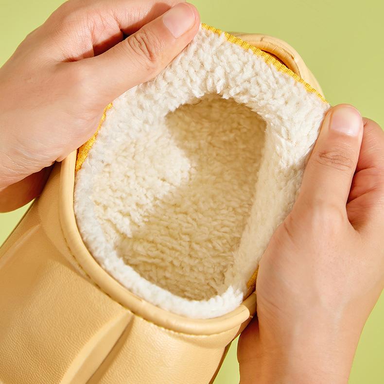 Winter Women Cotton Slippers Waterproof Warm Plush Shoes Fashion Indoor Home Thick Sole Footwear Non-Slip Solid Couple Slippers