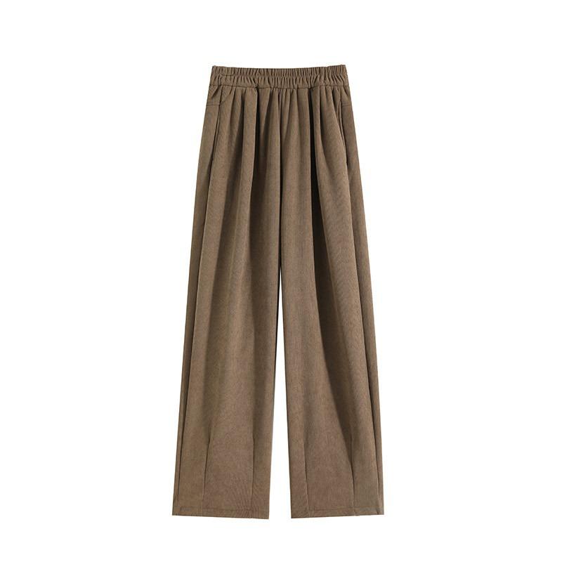 Coffee wide-leg pants women's autumn and winter velvet Yamamoto style high waist and thin European cotton velvet floor pants casual pants women