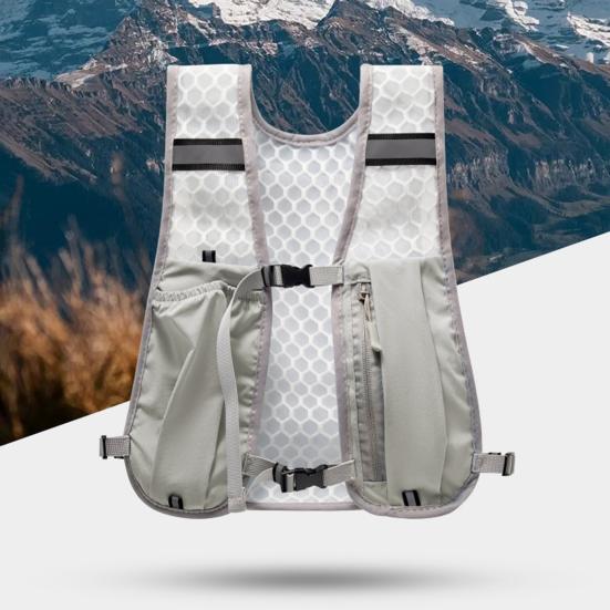 Vest Backpack Breathable Mesh Adjustable Buckles Hiking Vest Safety Reflective Strips Water Bottle Storage Running Backpack