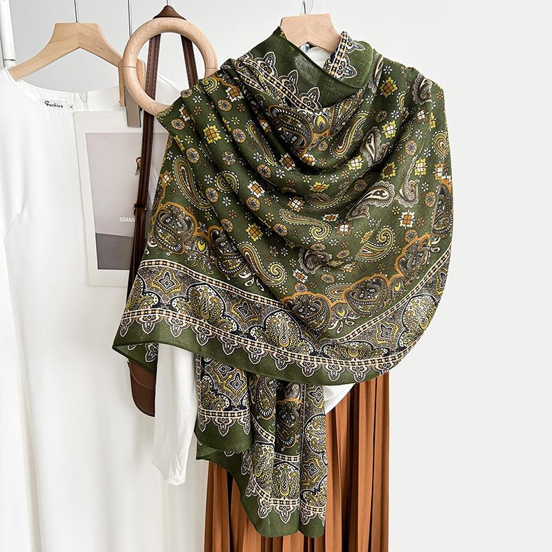 Vintage Cotton and Linen Elegant Temperament Scarf Mother's Day Surprise Gift Women's Design Sense Fashion Personality Outer Shawl