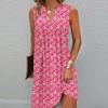 Women's Multi-color A-line Sleeveless Dress Summer V-neck Printed Casual Dresses