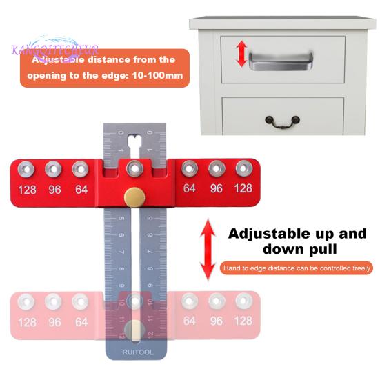 1 комплект приспособления для фурнитуры шкафа со шкалой, компактный размер, точное приспособление для ручки дверного ящика, регулируемый шаблон для сверления, направляющий инструмент