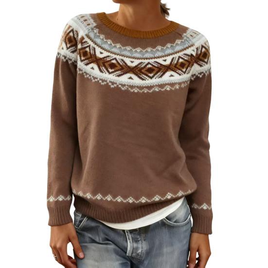 Женский свитер с круглым вырезом, длинным рукавом, в стиле пэчворк, пуловер, топы свободного кроя, осенне-зимний вязаный топ